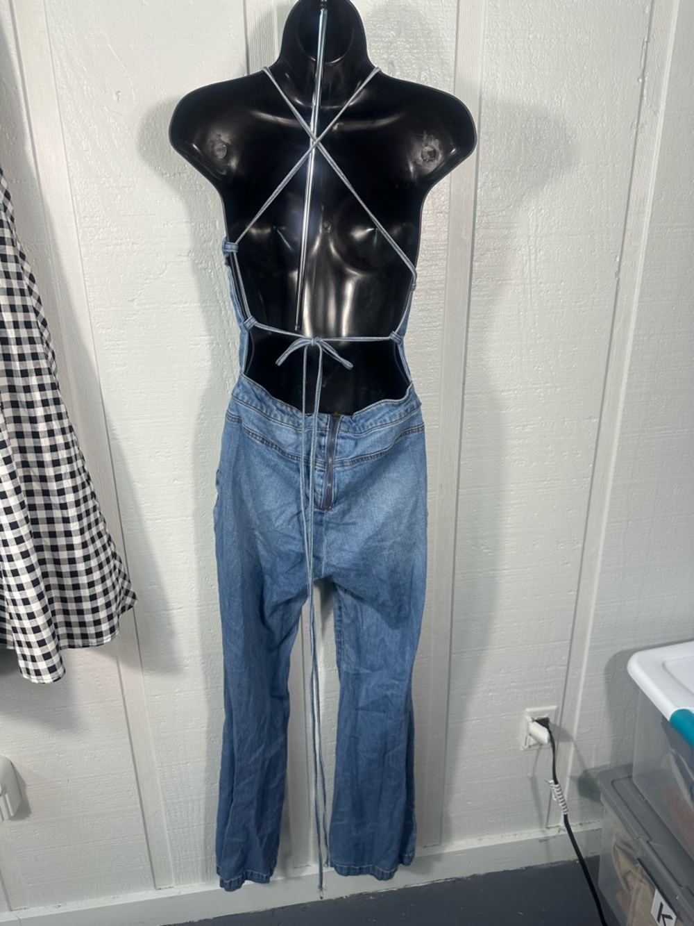 Dollhouse Denim Spaghetti Strap Pantsuit Size 9/10 EUC - Picture 5 of 8